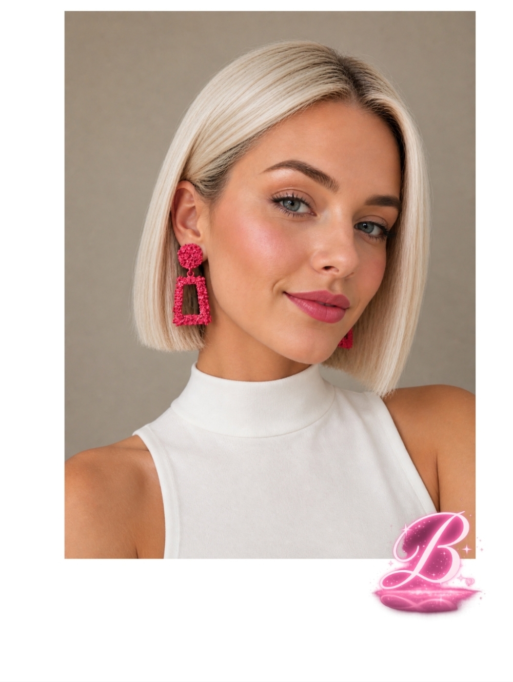 Hot Pink Textured Statement Earrings - Soigne- NWT